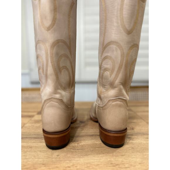 Justin Womens Verlie 17” Western Boot Vanilla Cream Leather Sz 7 NWT Small Flaws - Picture 12 of 16